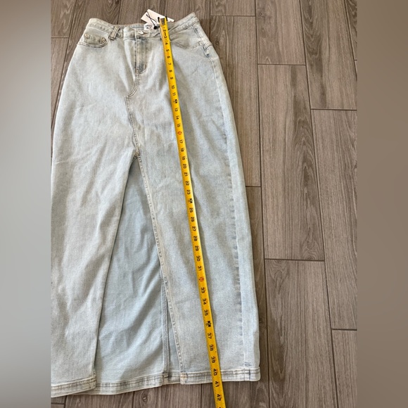 Princess Polly|light wash denim maxi skirt with front slit opening•••NWT,size 6 - Picture 13 of 16